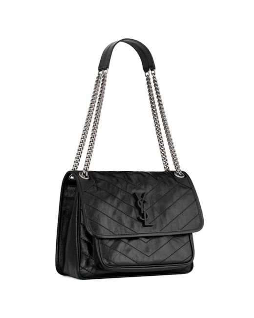 Saint Laurent Black Niki Chain-Link Medium Shoulder Bag