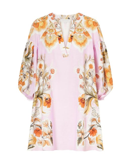 Borgo De Nor Pink Harlow Cotton-Blend Lace Mini Dress