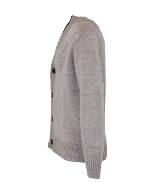 Cruciani Gray V-Neck Buttoned Cardigan for men