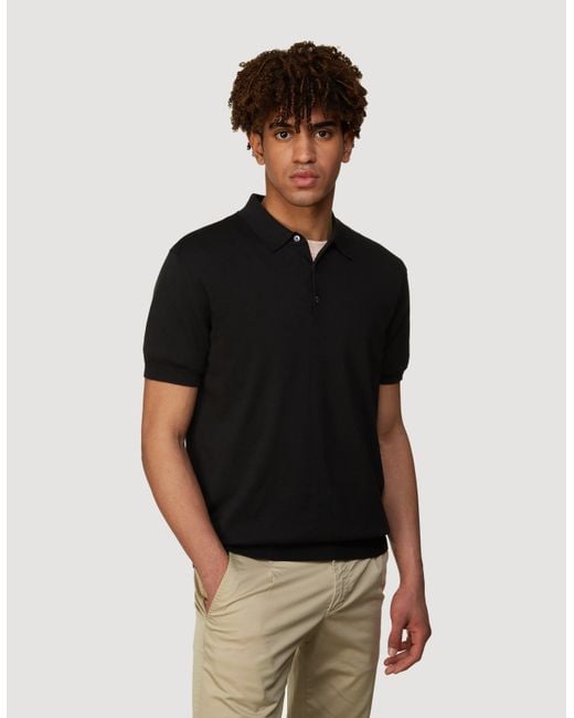 Baracuta Black Fine Knit Short Sleeve Polo Shirt for men