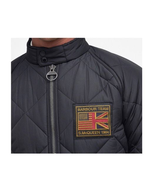 Barbour Blue Diamond-Quilted Cropped Jacket for men