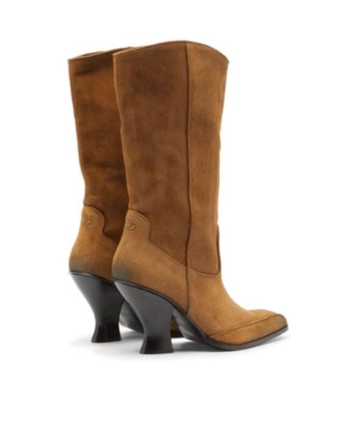 DIESEL Brown Bottines En Daim D-Luffy À Bout Carré