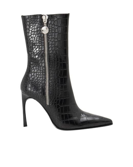 Versace Jeans Black Couture Zip Stiletto Boots