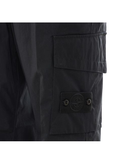 Stone Island Blue Wide-Leg Logo-Patch Cargo Pants for men