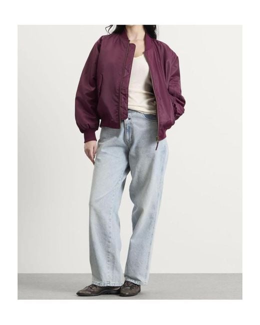 Anine Bing Purple Leon Zip-Up Bomber Jacket