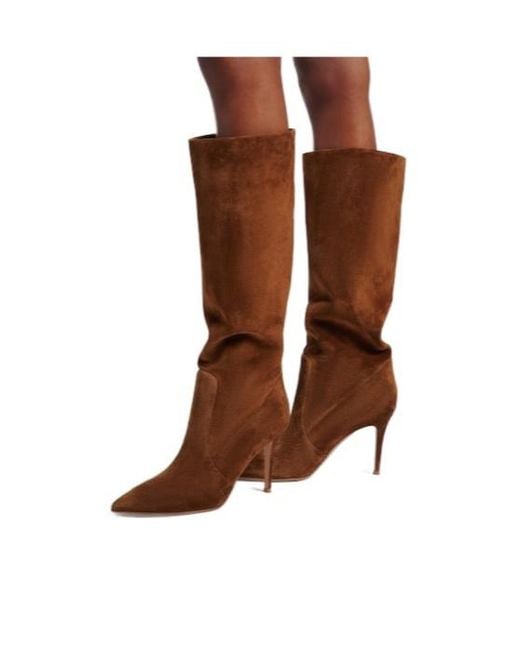 Gianvito Rossi Brown Suede Knee-High Boots