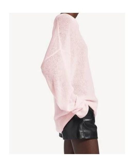 Balenciaga Pink Sheer Logo Patch Knitted Sweater