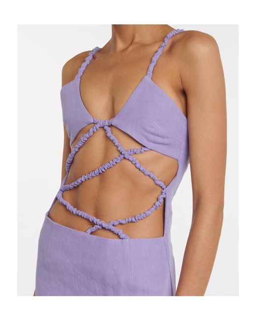 Christopher Esber Purple Pleated Cutout Dress