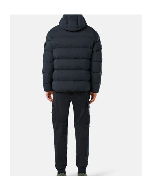 Stone Island Blue Padded Hooded Puffer Jacket for men
