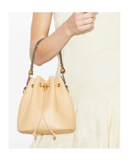 Tory Burch Natural T Monogram Bucket Bag