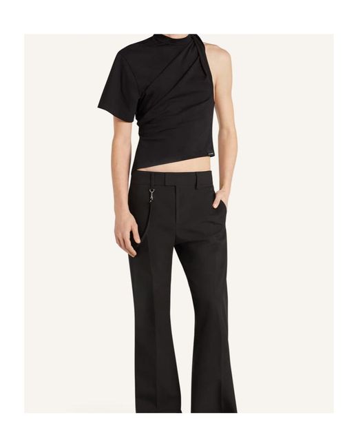 Courreges Black Twist Asymmetrical T-Shirt