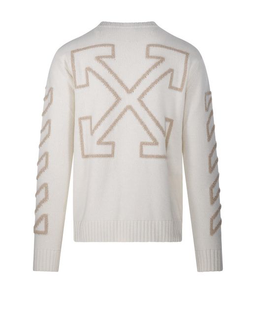 Off-White c/o Virgil Abloh White Long-Sleeve Crew-Neck Sweater for men