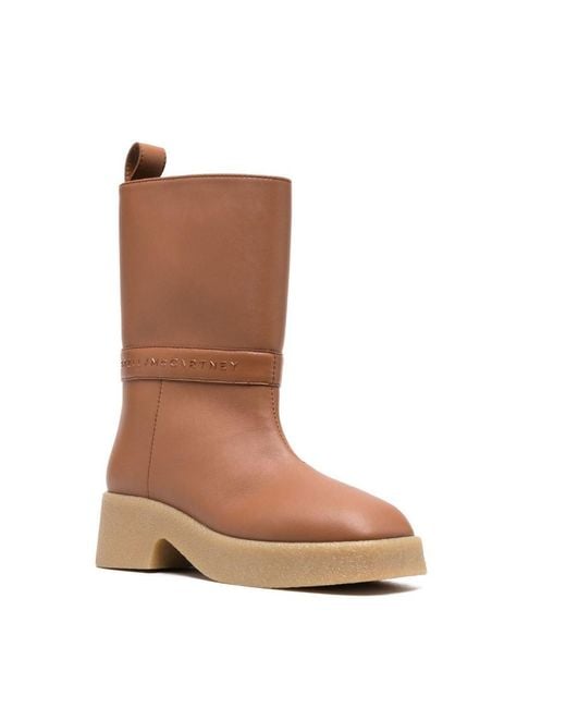 Stella McCartney Brown Logo-Embossed Pull-On Ankle Boots
