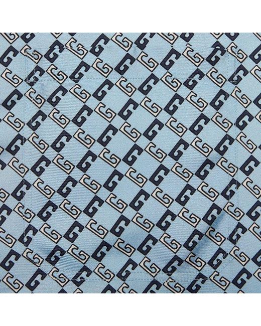 Gucci Blue Geometric Square G Printed Silk Shorts for men