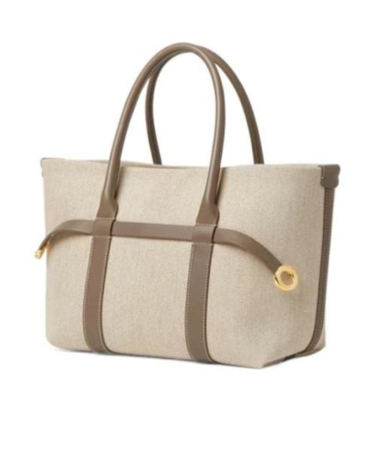 Loro Piana Natural Logo Embossed Shopping Bag
