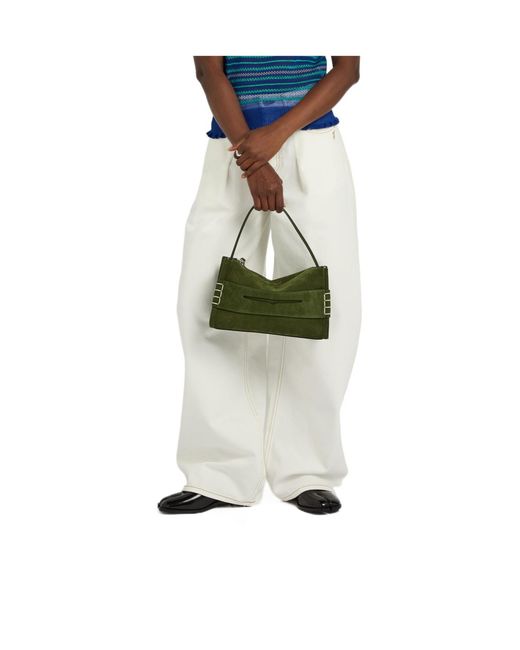 J.W. Anderson Green Loafer Suede Shoulder Bag