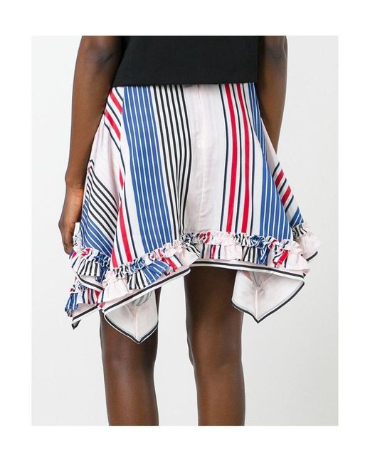 MSGM White Sharp-Angled Striped Skirt