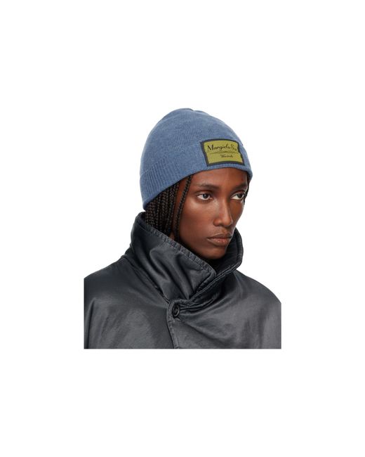 MM6 by Maison Margiela Blue Logo Patch Knitted Beanie