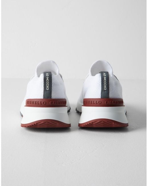 Brunello Cucinelli White Knit Sneakers for men