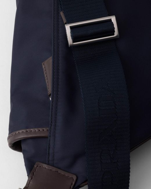 Prada Blue Re-Nylon And Leather Shoulder Bag for men