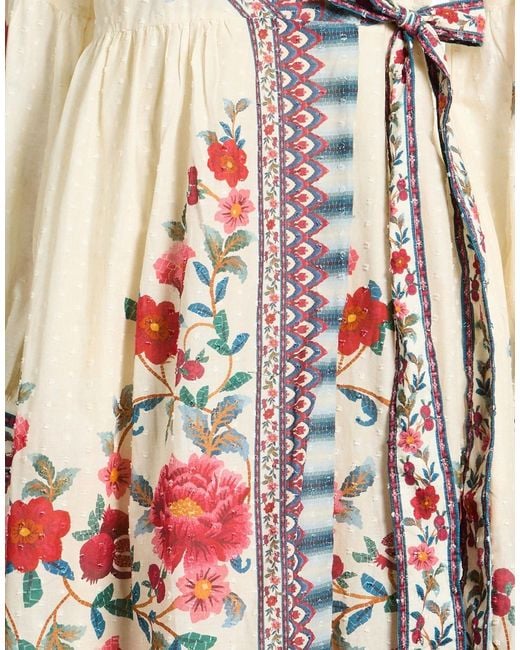 Farm Rio White Floral Long-Sleeve Wrap Dress