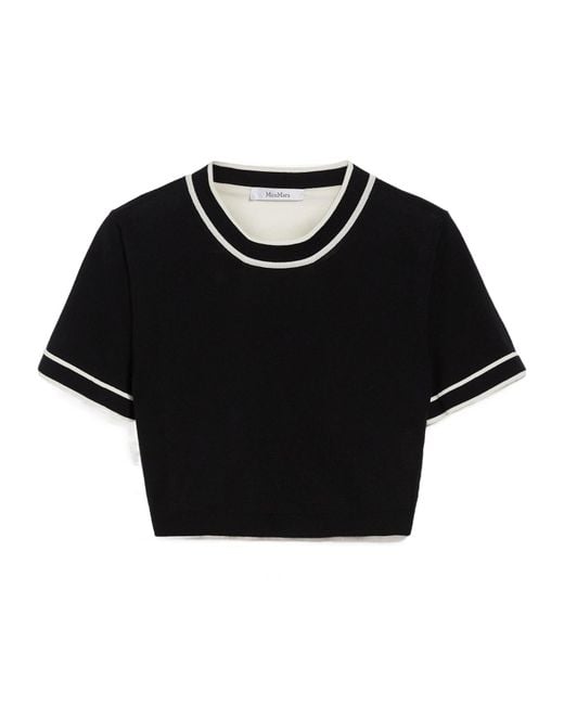 Max Mara Black Round Neck Short-Sleeved Sweater