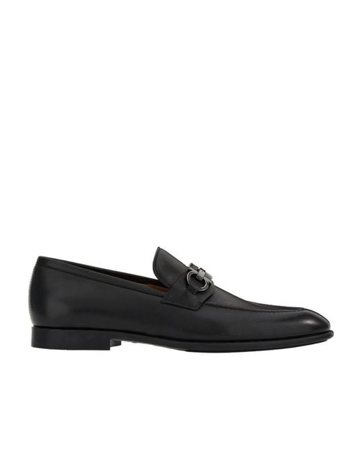 Ferragamo Black Gancini-Buckle Penny-Slot Loafers for men