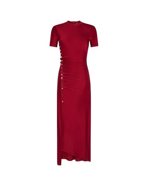 Rabanne Gathered Jersey Crewneck Maxi Dress