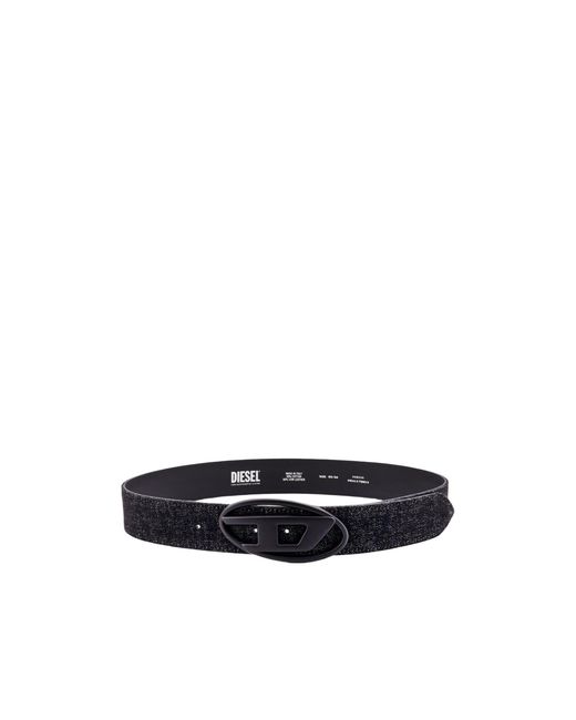 DIESEL White Logo Buckle Embellished Denim Belt for men