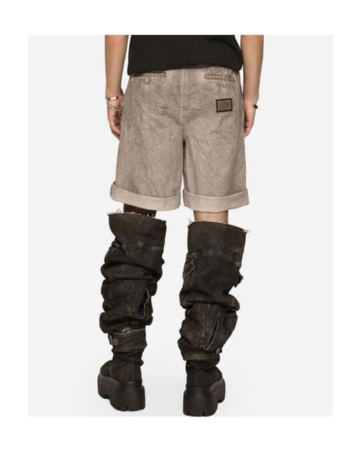 Dolce & Gabbana Gray Logo Plaque Shorts for men