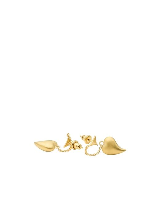 Fendi Metallic Heartbeat Pendant Earrings