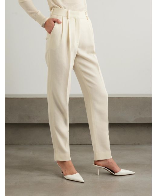 Blazé Milano White Pleated Straight-Leg Pants