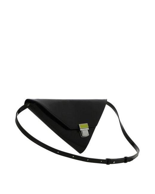 MSGM Black Triangle-Shape Clutch Bag