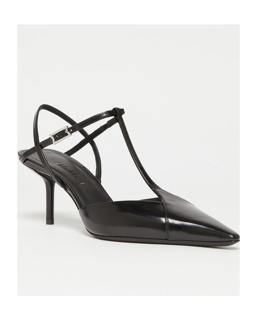 Max Mara Black Buffed Leather Slingbacks