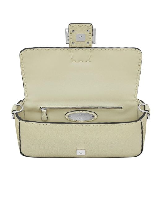 Fendi Metallic Sage Selleria Bag With 612 Hand-Sewn Topstitches