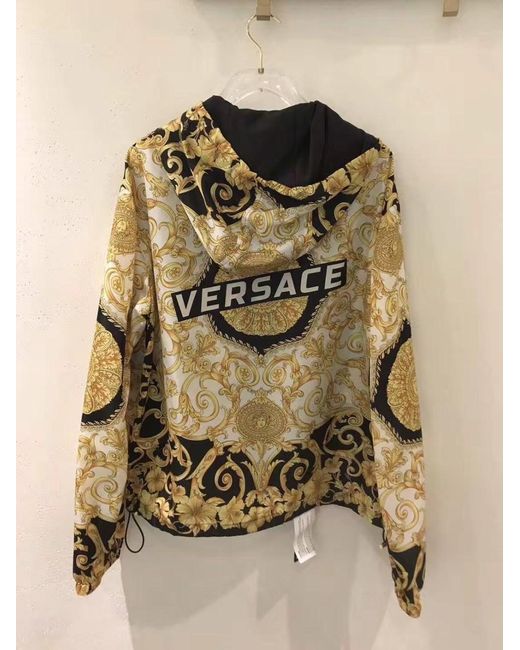 Versace Metallic Baroque Print Hooded Jacket for men