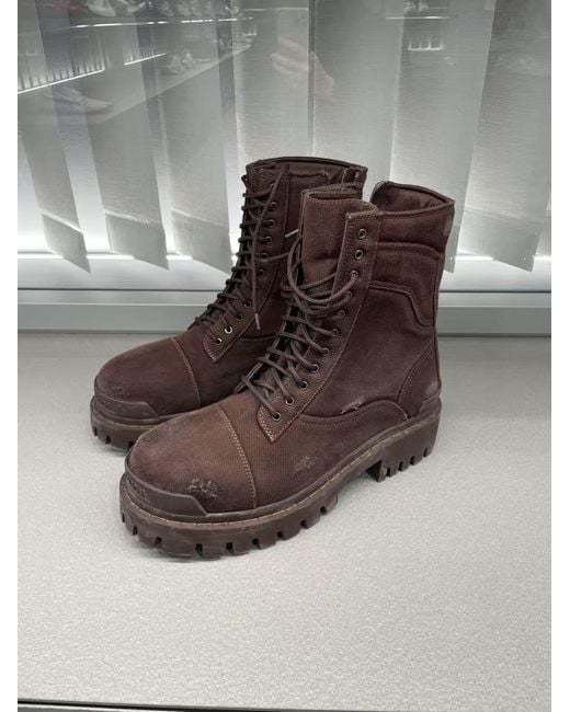 Balenciaga Gray Strike Lace-Up Boots for men
