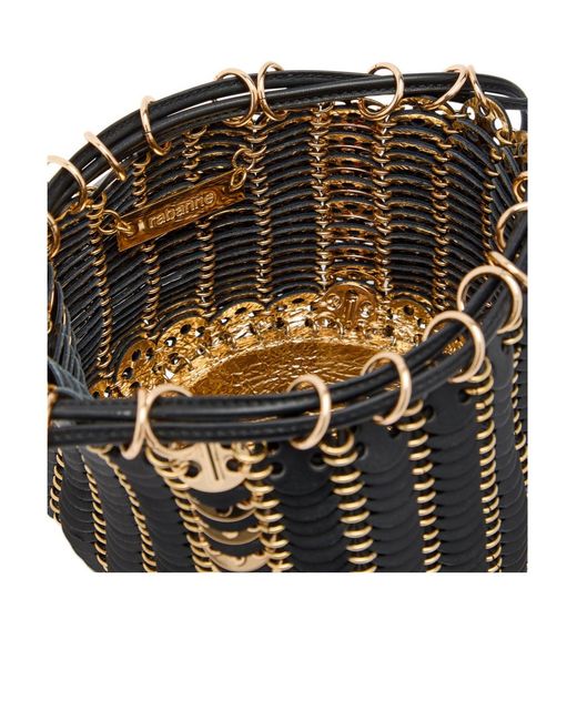 Rabanne Black Metal Leather Bucket Bag