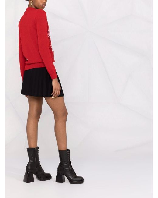 Moschino Red Logo Knit Jumper