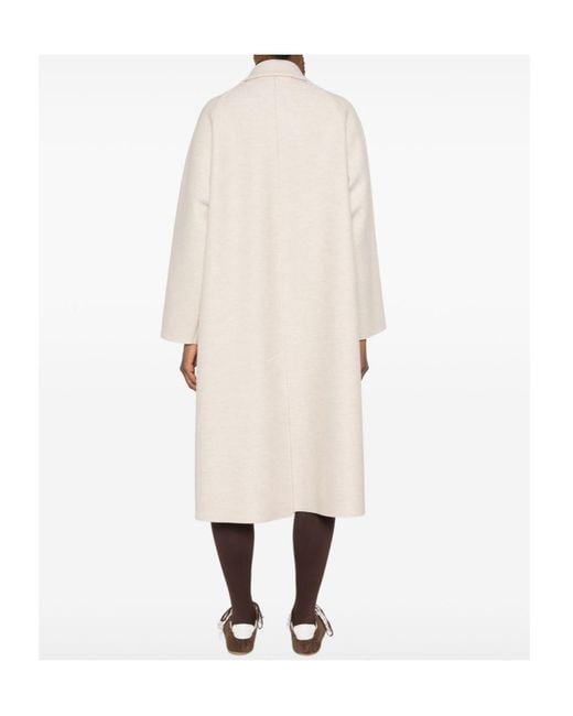 Harris Wharf London White Button-Fastening Raglan-Sleeve Coat