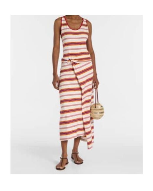 Rabanne White Striped Cotton-Blend Jersey Maxi Dress