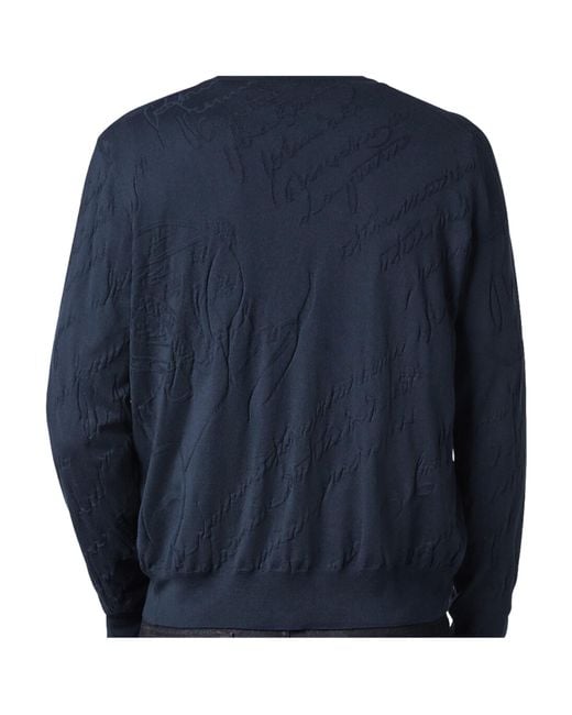 Berluti Blue Long-Sleeved Knitted Cardigan for men