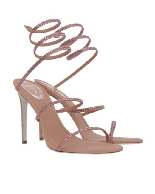 Rene Caovilla White Open-Toed High-Heeled Sandals