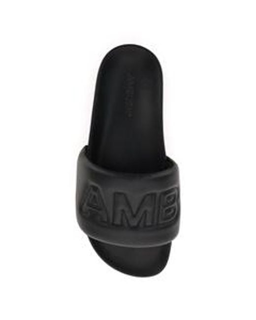 Ambush Black Quilted Lettering Logo Slides