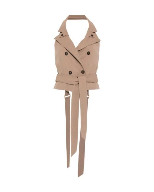 Elisabetta Franchi Natural V-Neck Belted Vest