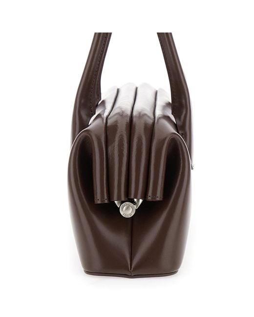 OSOI Brown Boat Wide Clasp Fastened Shoulder Bag