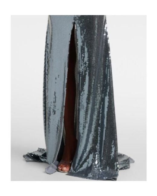 Alex Perry Gray Sequined Gathered Gown
