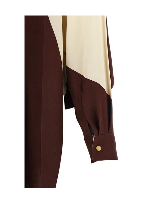 Alberta Ferretti Brown Color-Block Asymmetric Shirt