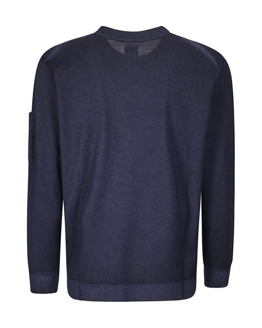 C P Company Blue Lens-Detail Raglan-Sleeve Sweater for men