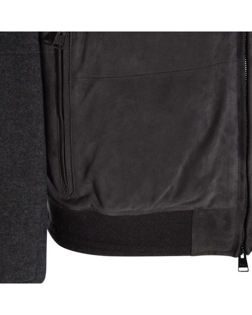Canali Gray Suede Wool Zipper Jacket for men